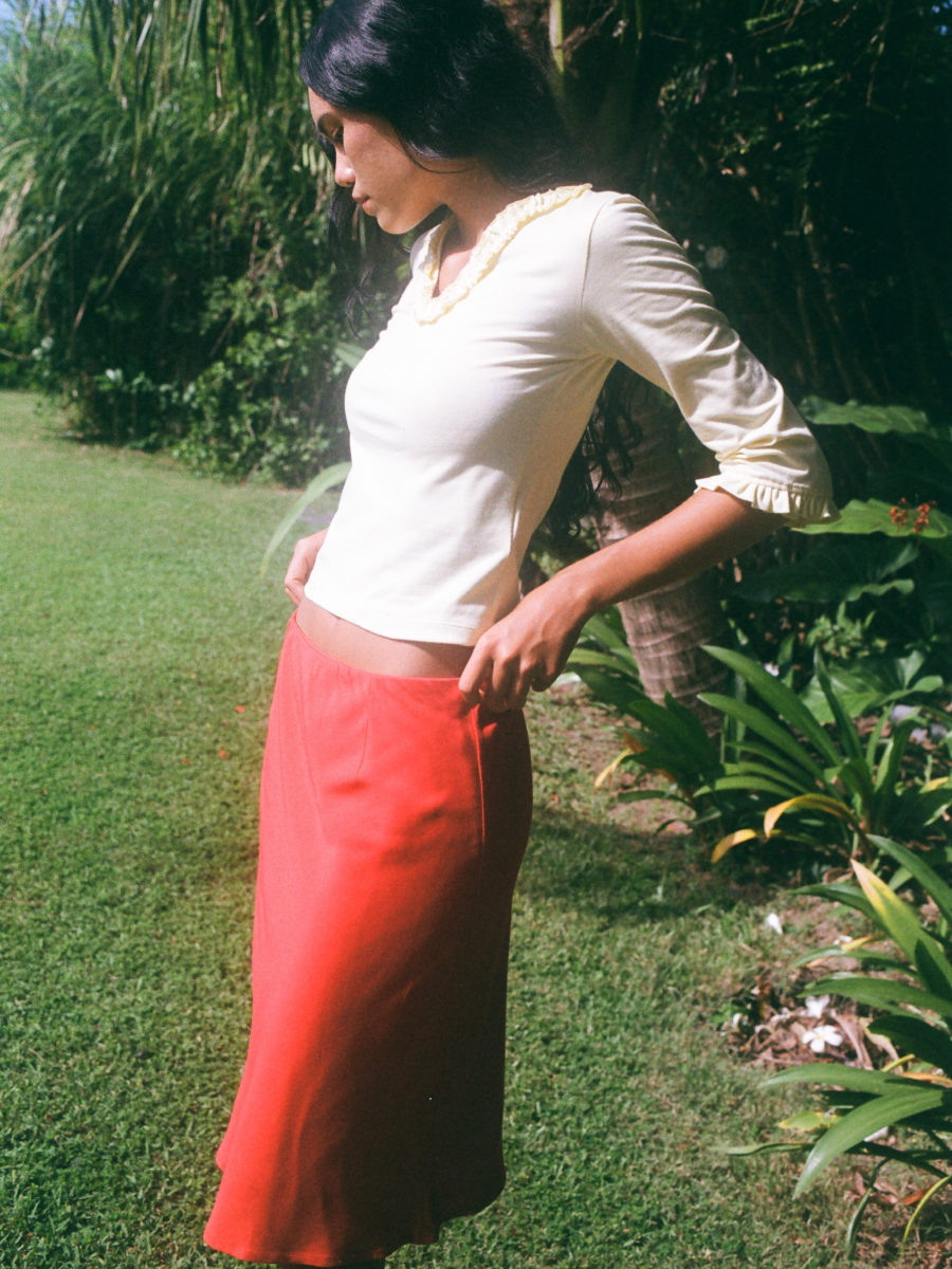 Franca Midi Skirt in Red