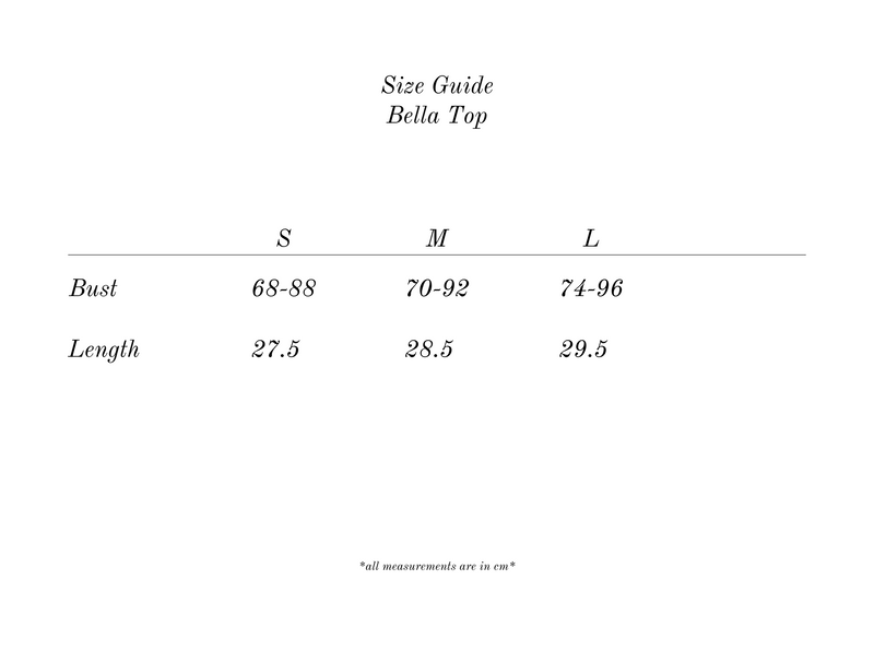Measurement guide for Bella Top