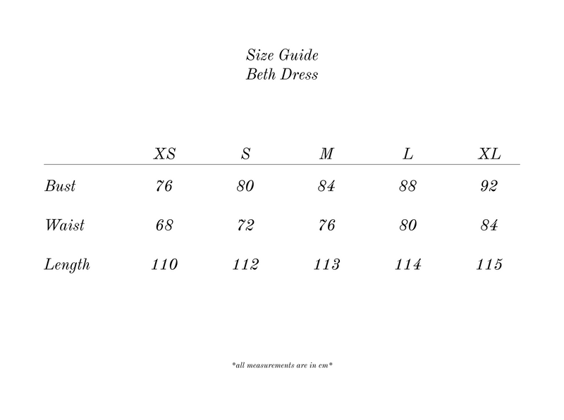 Measurement guide for Beth Dress