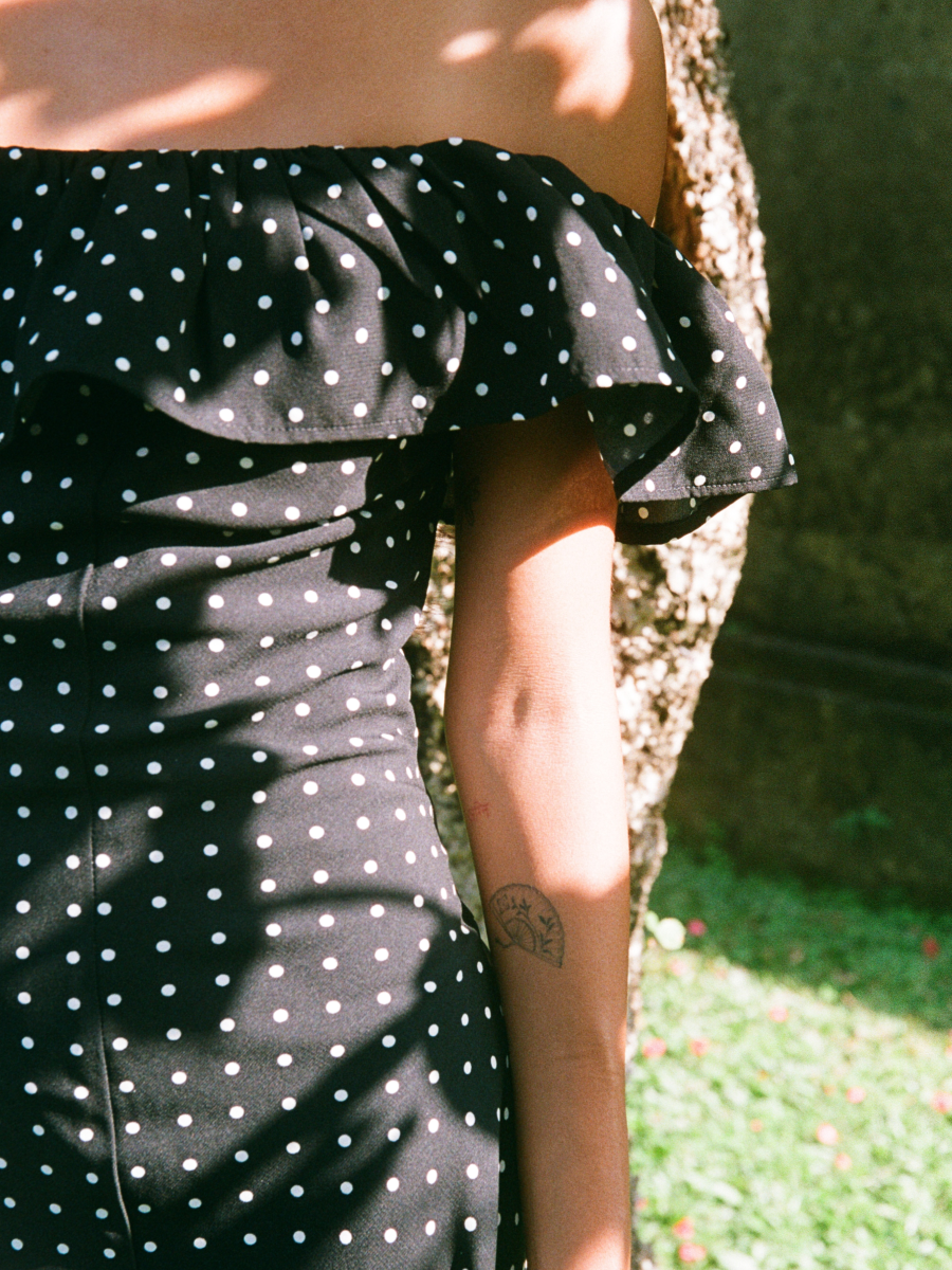 Audrey Dress in Black Polkadot