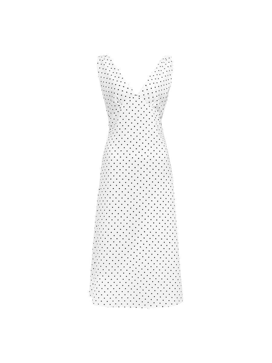 Beth Dress in White Polkadot