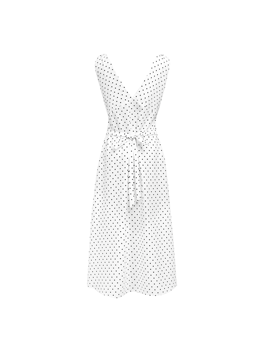 Beth Dress in White Polkadot