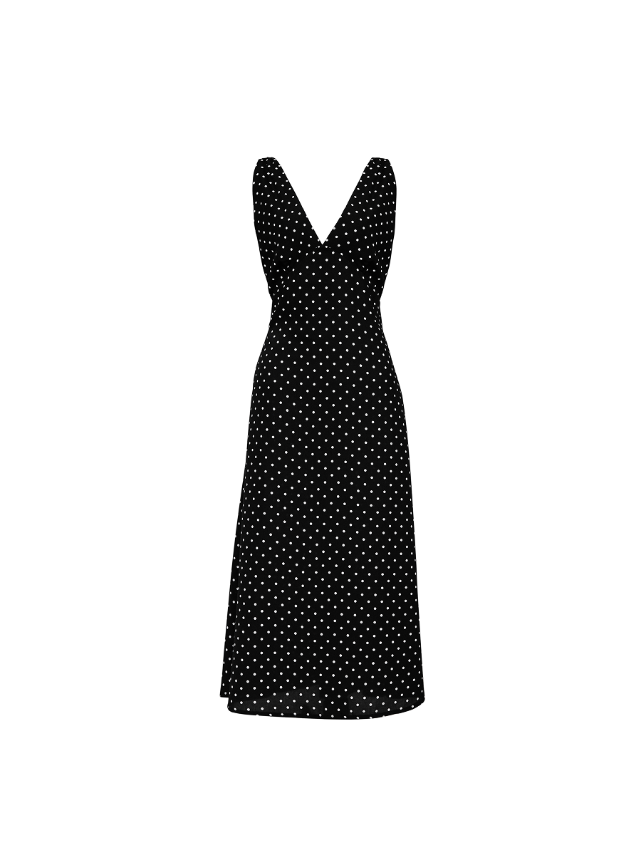 Beth Dress in Black Polkadot