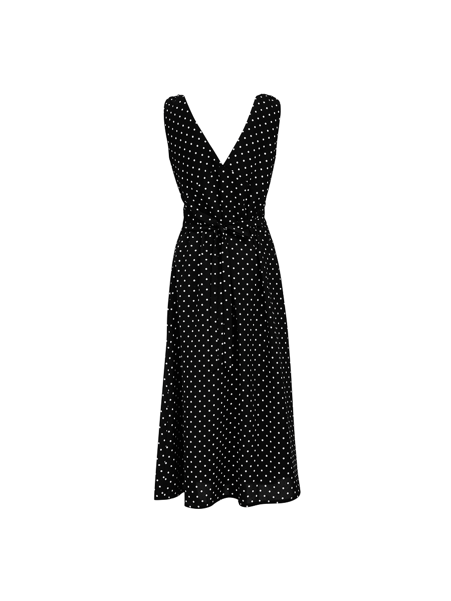 Beth Dress in Black Polkadot
