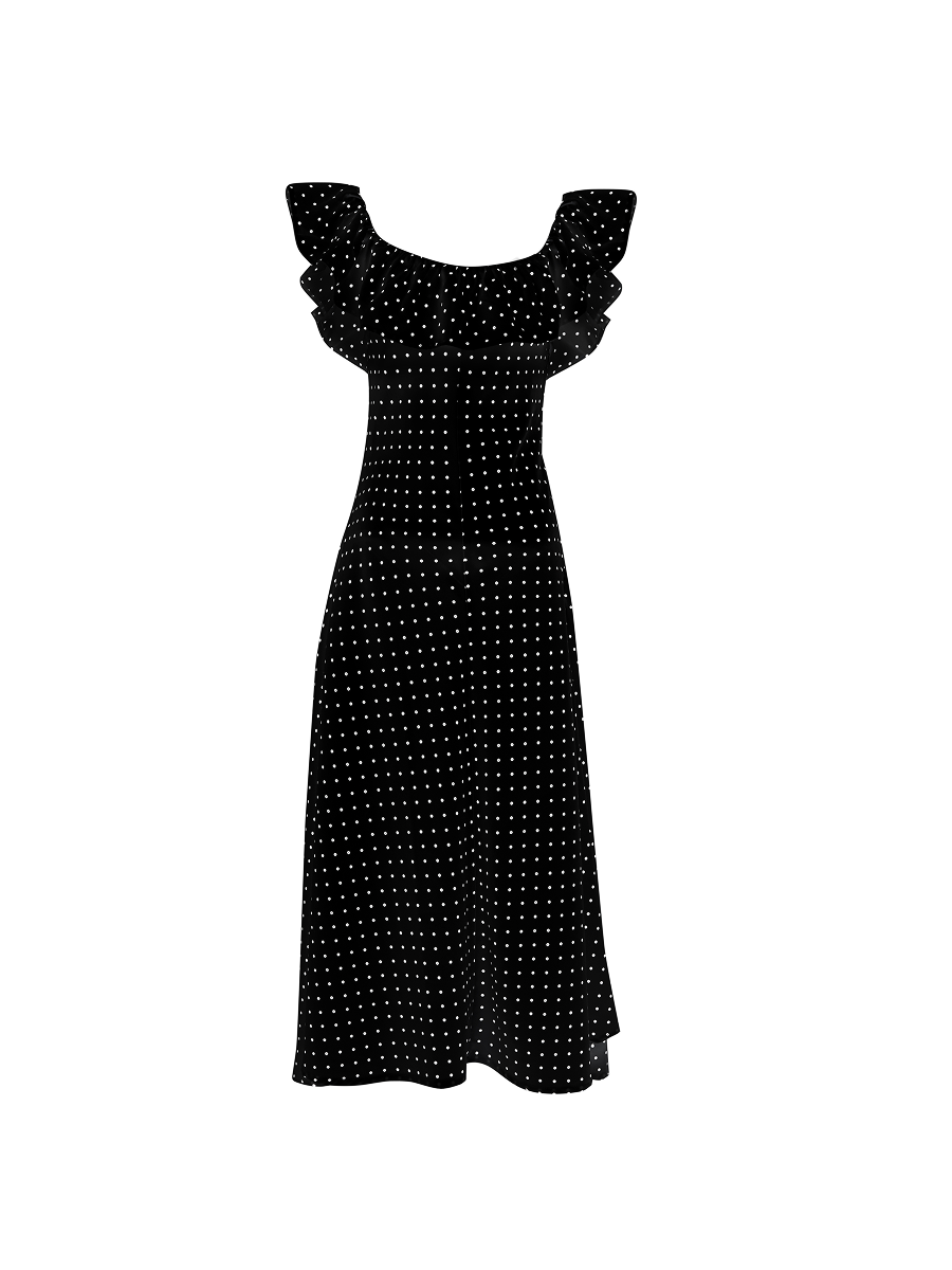 Audrey Dress in Black Polkadot