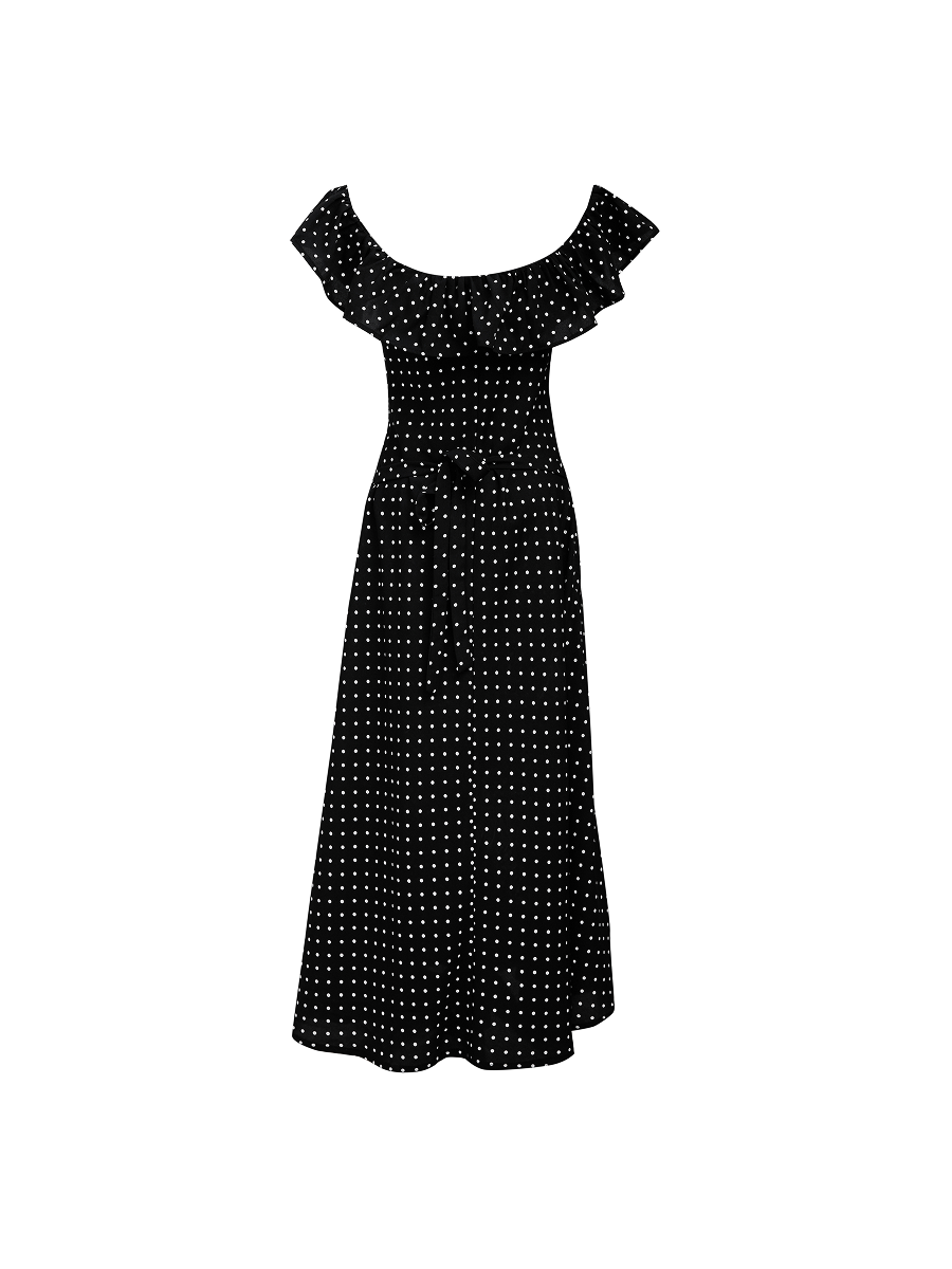 Audrey Dress in Black Polkadot
