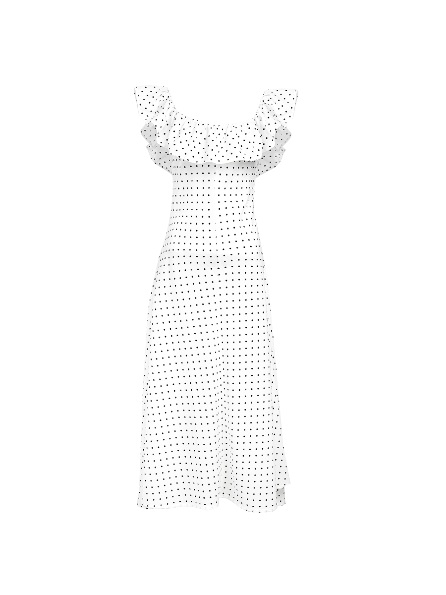 Audrey Dress in White Polkadot