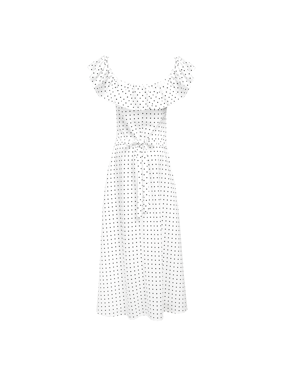 Audrey Dress in White Polkadot