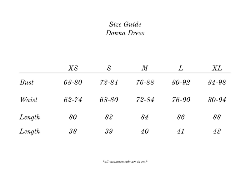 Measurement guide for Donna Dress in Chocolate