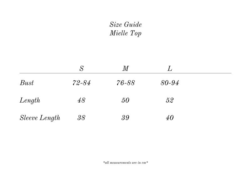 Measurement guide for Mielle Top in Teal