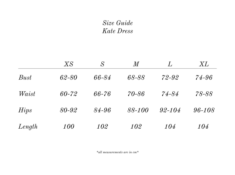 Measurement guide for Kate Midi-Dress