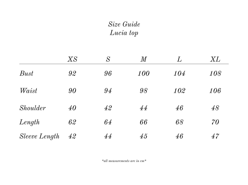 Measurement guide for Lucia Quarter Sleeve Shirt