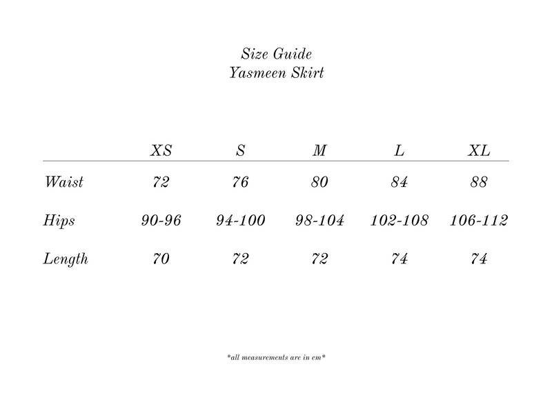 Measurement guide for Yasmeen Midi-Skirt